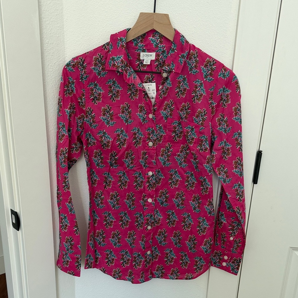 J. Crew Fuchsia Floral Button-Down Shirt